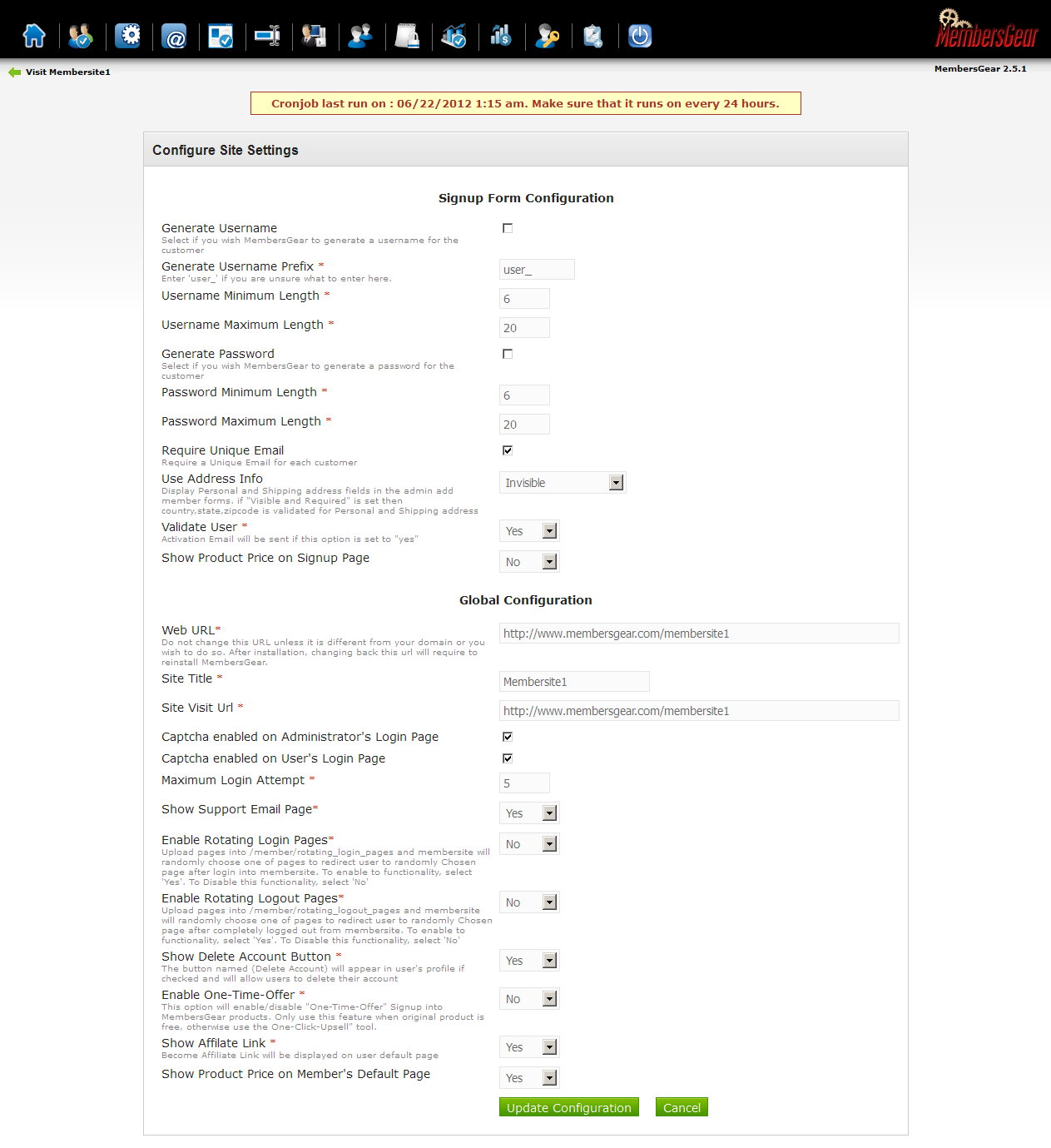 Configure Site Settings
